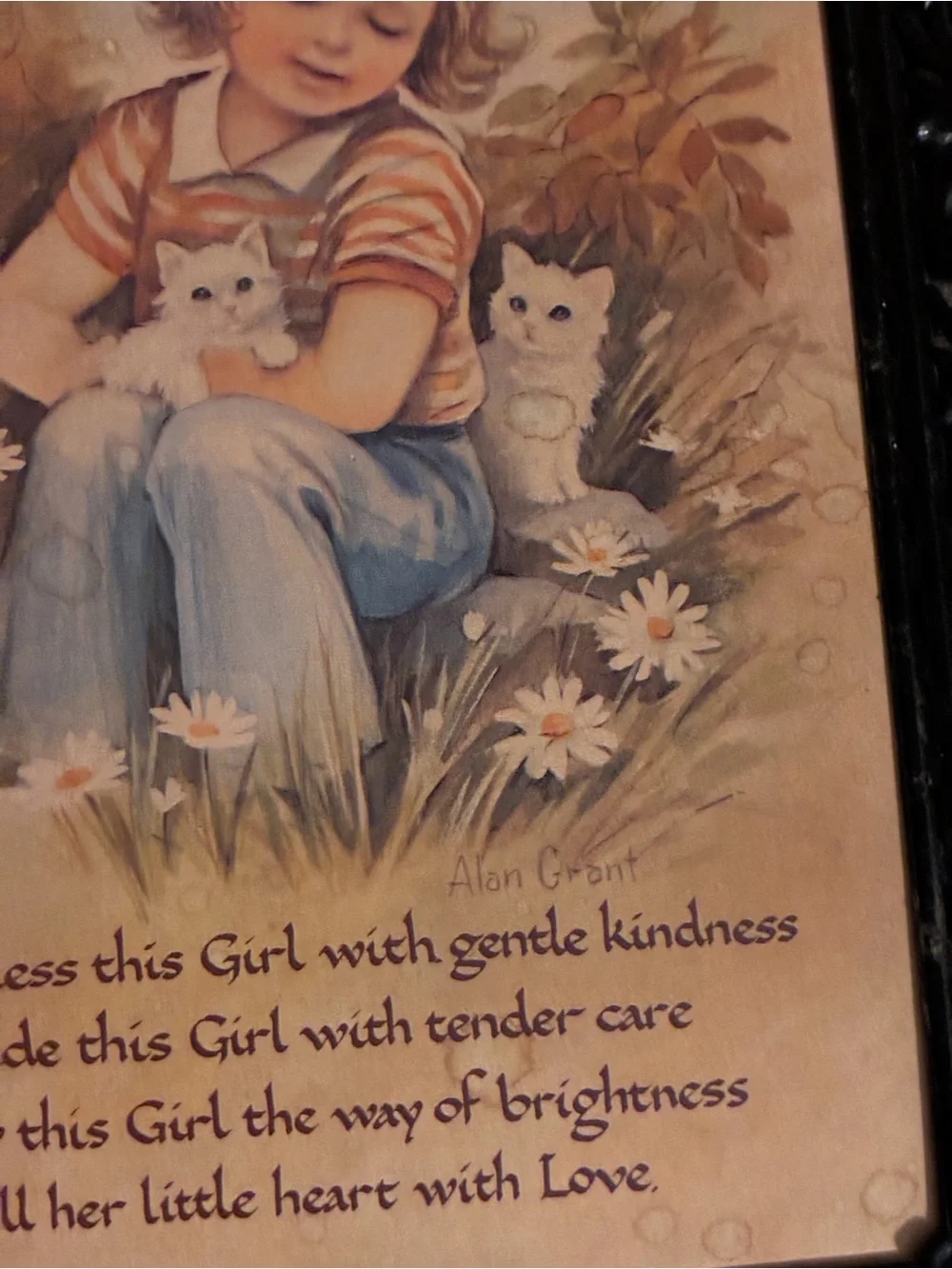 Vintage Alan Grant Framed Prints - Boy and Girl with Pets